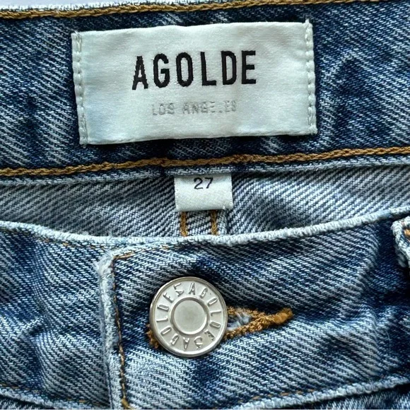 AGOLDE 90s High Rise Straight Leg Jeans 27 Organic Cotton Blend Stretch Denim - Picture 6 of 8